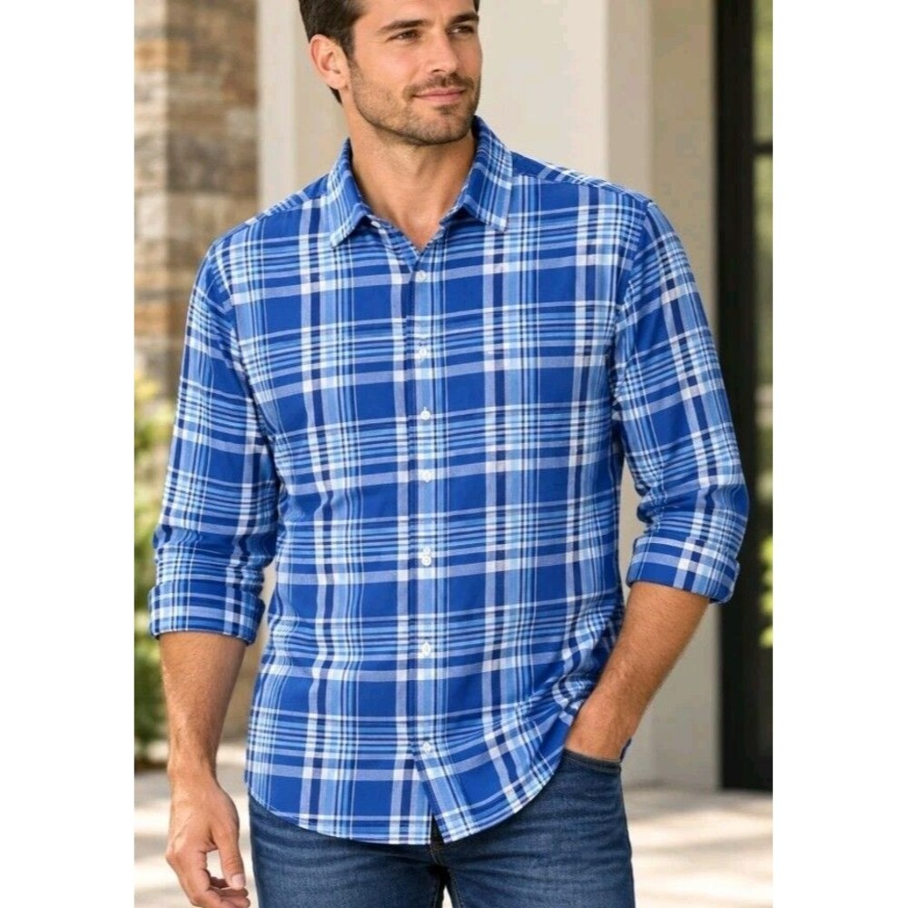 Polo Ralph Lauren Luxury Oxford Shirt L Blue/White Long Sleeve Cotton Button